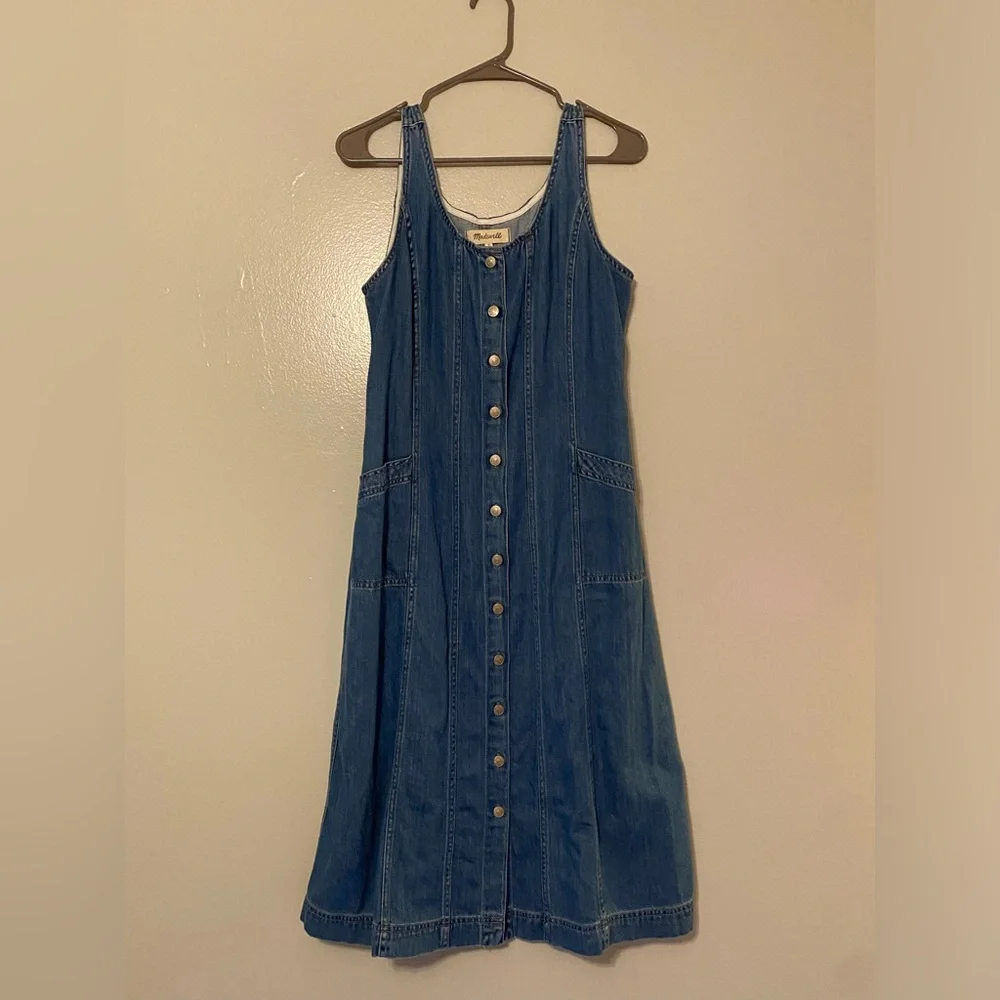 Madewell Blue Denim Button-Front Midi Dress - Picture 2 of 5